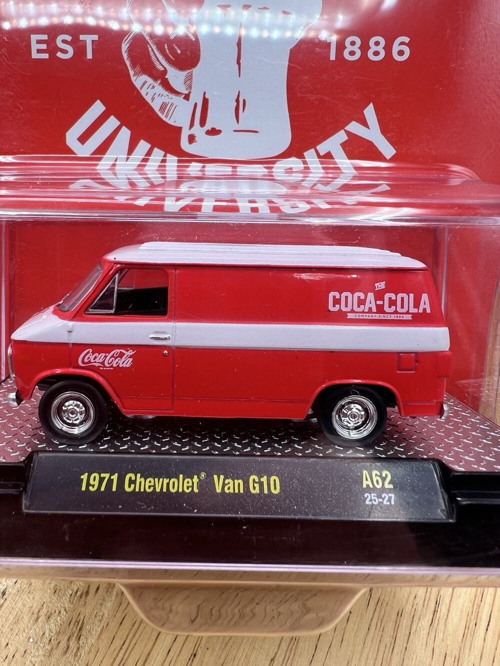 M2 Coca-Cola University 1971 Chevrolet Van G10 Diecast Soda Theme Red/White